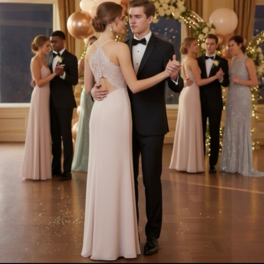 Elegant Sequin Hearts Cream Formal Dress - Picture 6 of 13